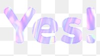 Yes! text png holographic purple word sticker