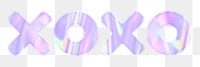 XOXO png word art pastel holographic feminine