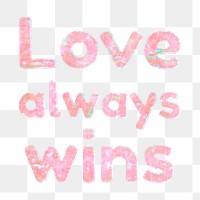 Love always wins png sticker holographic pastel