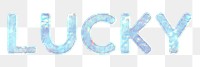 Lucky text png holographic blue word sticker