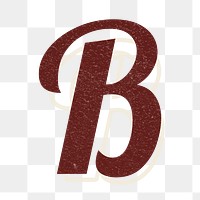 Alphabet letter B vintage handwriting cursive font png with transparent background