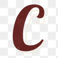 Alphabet letter C vintage handwriting cursive font png with transparent background