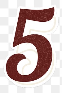 Red number 5 lettering icon typography in transparent background png