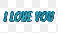 PNG i love you retro style typography illustration 
