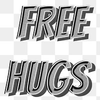 Free hugs retro word art png typography