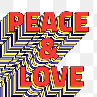 PEACE &amp; LOVE layered png retro typography