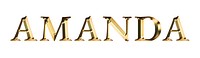 Amanda typography in gold effect design element 