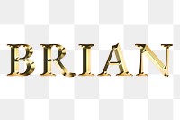 Brian typography in gold effect design element 