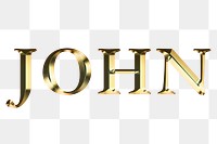 John typography in gold effect design element 