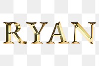 Ryan typography in gold effect design element