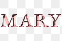 Mary typography in rose gold design element