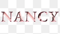 Nancy typography in metallic rose gold design element