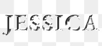 Jessica typography in silver metallic effect design element