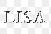 Lisa typography in silver metallic effect design element