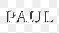 Paul typography in silver metallic effect design element