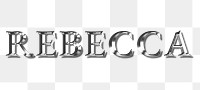 Rebecca typography in silver metallic effect design element