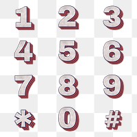 Numbers png retro typography printable