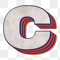 Letter C png layered effect alphabet text