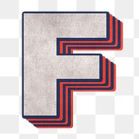 Letter F png layered effect alphabet text