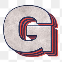 Letter G png layered effect alphabet text
