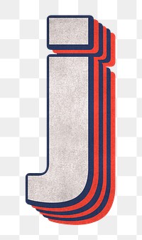 Letter j png layered effect alphabet text