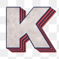 Letter K png layered effect alphabet text
