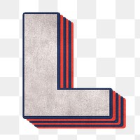 Letter L png layered effect alphabet text