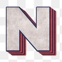 N alphabet layered effect png typography