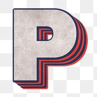 Letter P png layered effect alphabet text
