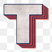 Letter T png layered effect alphabet text