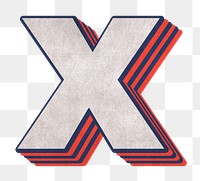 X alphabet layered effect png typography