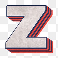 Z alphabet layered effect png typography
