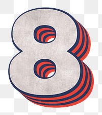 Number 8 layered text effect png font