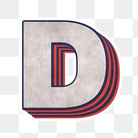 Letter D png layered effect alphabet text