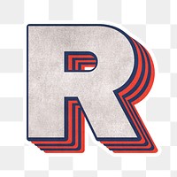 Letter R png layered effect alphabet text