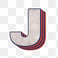 J alphabet layered effect png typography