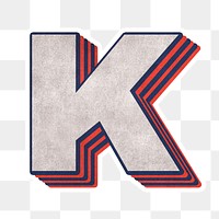 K alphabet layered effect png typography