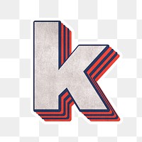 Letter k png layered effect alphabet text