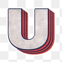 Letter U png layered effect alphabet text