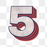 Number five layered text effect png font