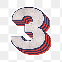 Number three layered text effect png font