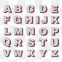 Layered effect alphabet png typography set