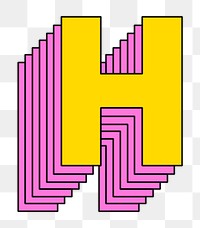 Transparent capital letter h 3d stylized typeface
