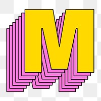 Layered letter m png retro typeface