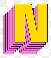 N letter layered vector vintage font
