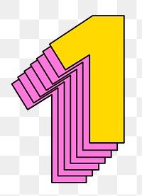 Layered number one png stylized typography