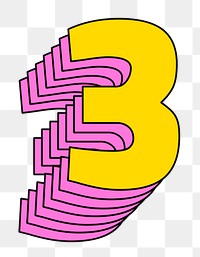 Transparent 3d number three layered stylized typography