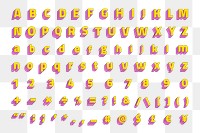 Alphabet set layered 3d png font