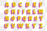 Transparent layered alphabet set retro typeface