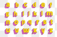 Transparent layered alphabet set retro typeface